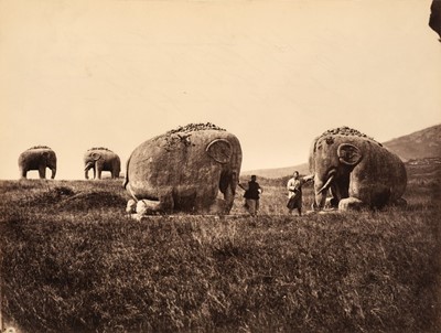 Lot 30 - China. Elephants on both sides of the path leading to a Chinese temple, c. 1870