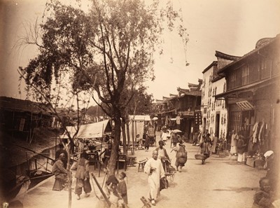 Lot 35 - China. Street in Shanghai, close to the city wall, c. 1870