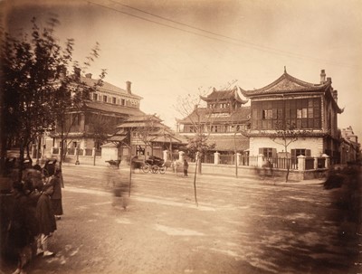 Lot 45 - China. View from the American to the English and French parts of Shanghai [and] Chinese Custom House in Shanghai, c. 1870
