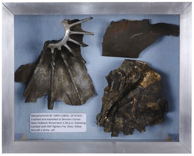 Lot 326 - Messerschmitt Me109 E-4. Relics recovered from Messerschmitt Me109