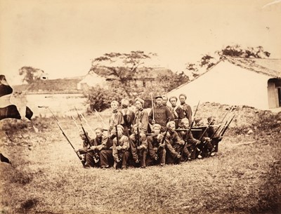 Lot 48 - China. Chinese infantry, possibly by Major James Crombie Watson, c. 1870, albumen print
