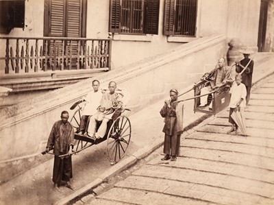 Lot 61 - Hong Kong. Palanquin and rickshaw in Hong Kong, c. 1870