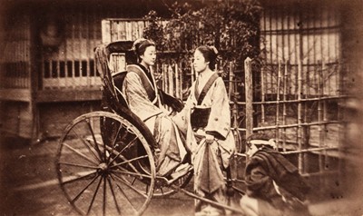 Lot 67 - Japan. A group of 8 mostly hand coloured albumen prints of Japanese people, c. 1870