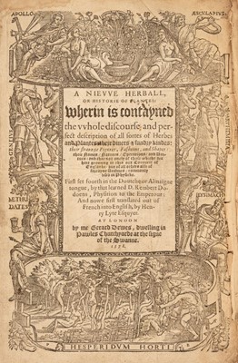Lot 83 - Dodoens (Rembert). A Niewe Herball, or Historie of Plantes..., 1st English ed., 1578