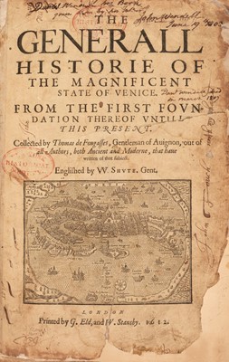 Lot 311 - Fougasses (Thomas de). The Generall Historie of the Magnificent State of Venice, 1612