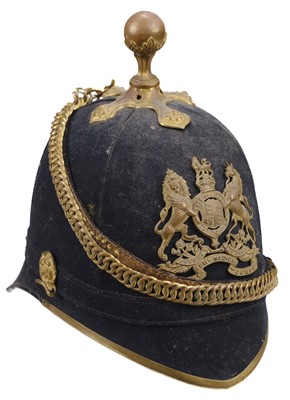 Lot 257 - Helmet. Blue cloth helmet, Royal Army Medical Corps, circa 1902-07