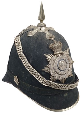 Lot 258 - Helmet. Victorian 5th West York Militia blue cloth helmet