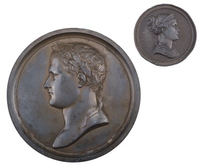 Lot 197 - Andrieu (F). Napoleon wearing a laurel wreath circa 1804, bronze uniface medal