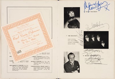 Lot 301 - Royal Variety Performance programme, 1963, signed by the Beatles