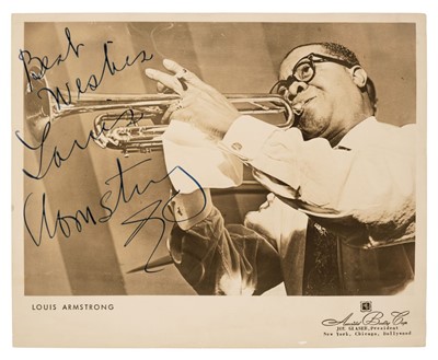 Lot 288 - Armstrong (Louis, 1901-1971). Signed publicity photograph, c. 1960s