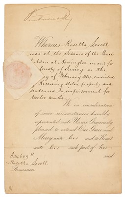 Lot 251 - Victoria (1819-1901). Document Signed, 'Victoria R.I.', St James's, 12 July 1884