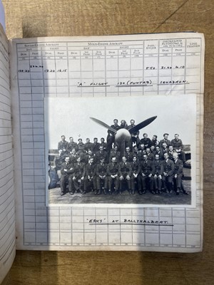 Lot 452 - Log Book. WWII Royal Canadian Air Force log book kept by Flying Officer D.H. Shorland