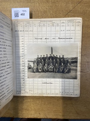 Lot 452 - Log Book. WWII Royal Canadian Air Force log book kept by Flying Officer D.H. Shorland
