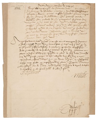 Lot 313 - Christina of Denmark (1522-1590). Document Signed, 'Crestienne', 17 July 1546