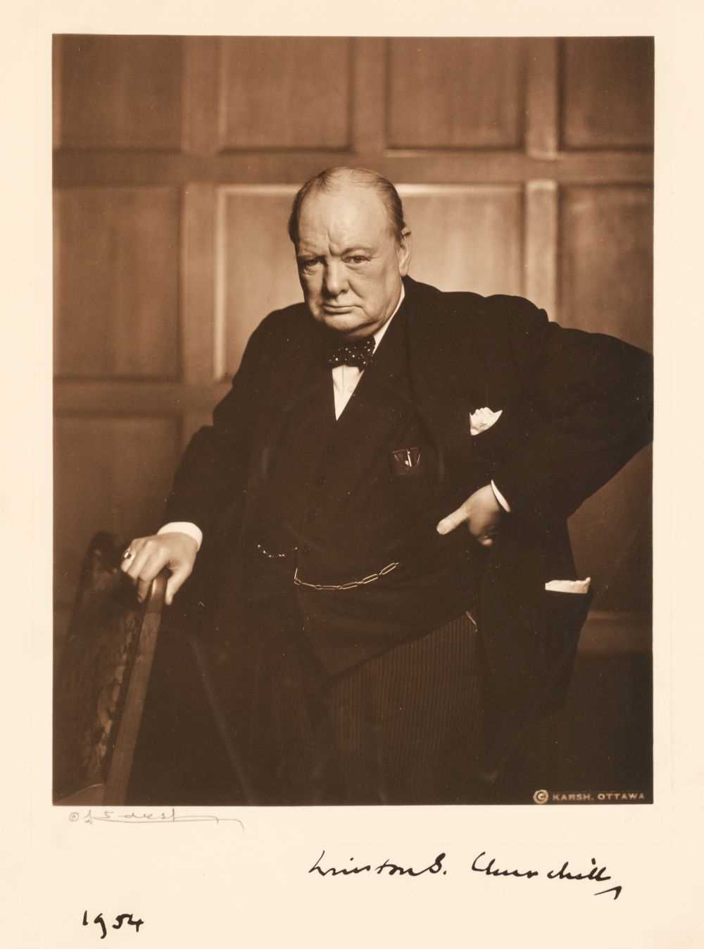 377 - Churchill (Sir Winston Leonard Spencer, 1874-1965). A very fine, double-signed photograph