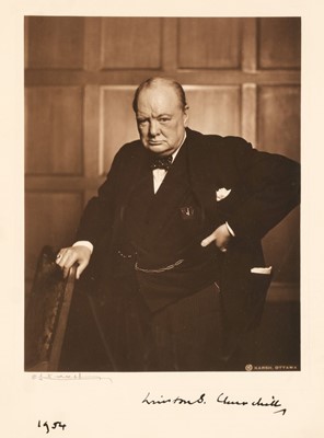 Lot 377 - Churchill (Sir Winston Leonard Spencer, 1874-1965). A very fine, double-signed photograph