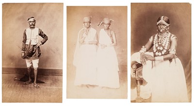 Lot 94 - India. A group of 3 photographs of Indian types, c. 1870