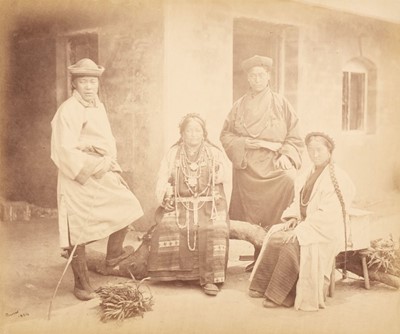 Lot 169 - India. A group portrait of two Bhootea men and two women from the Himalayan region