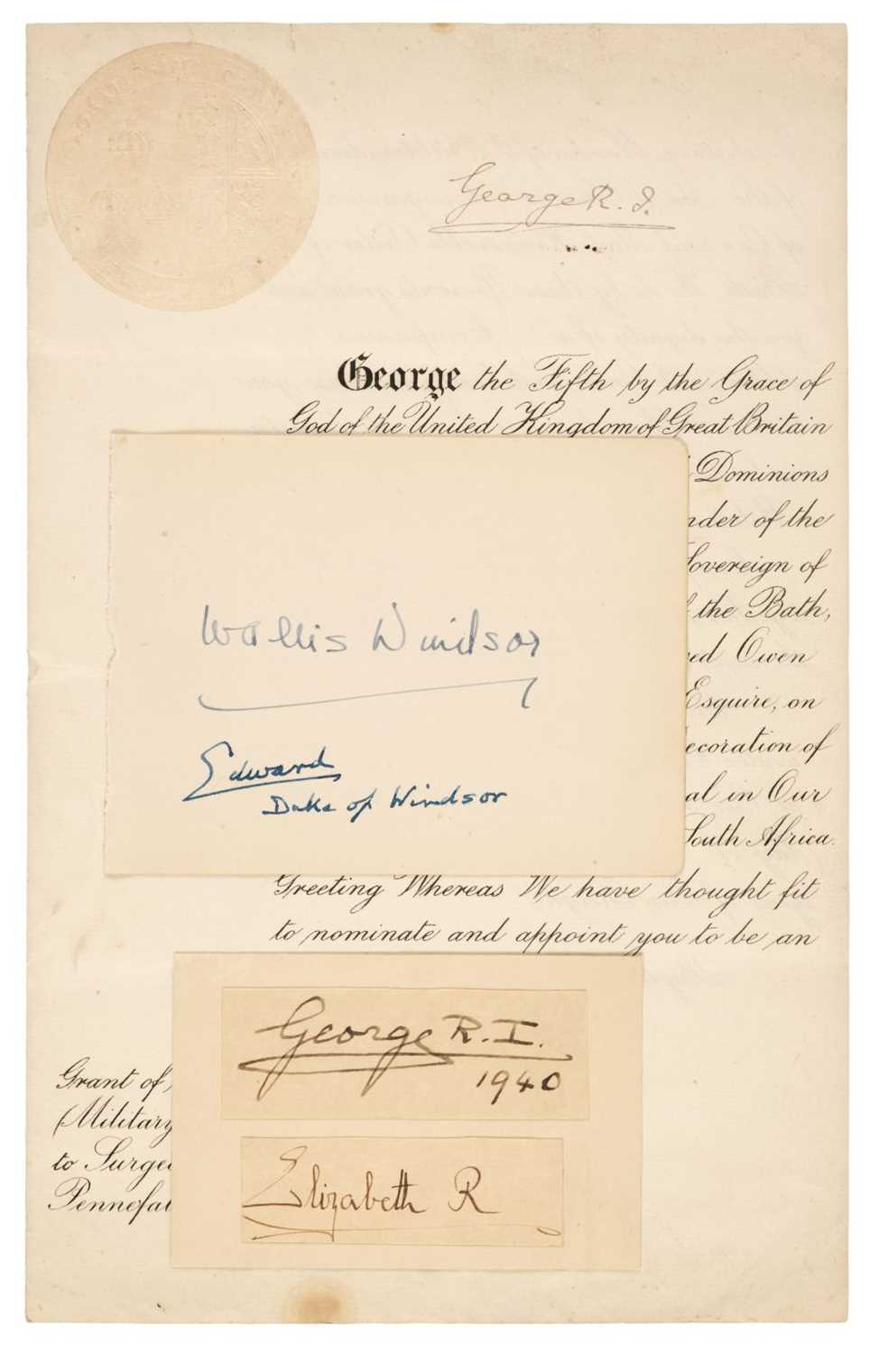 Lot 255 - George V (George Frederick Ernest Albert, 1865-1936). Document Signed, 'George RI', 24 June 1910