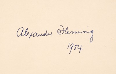 Lot 281 - Fleming (Alexander, 1881-1955). Vintage blue ink signature, ’A. Fleming, 1954’