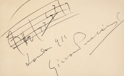 Lot 256 - Puccini (Giacomo, 1858-1924). Autograph Musical Quotation Signed, ‘Giacomo Puccini’