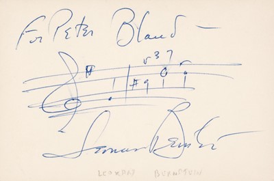 Lot 284 - Bernstein (Leonard, 1918-1990), Autograph Musical Quotation Signed, ‘Leonard Bernstein’