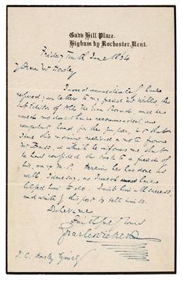 Lot 249 - Dickens (Charles, 1812-1870). Autograph Letter Signed, ‘Charles Dickens’