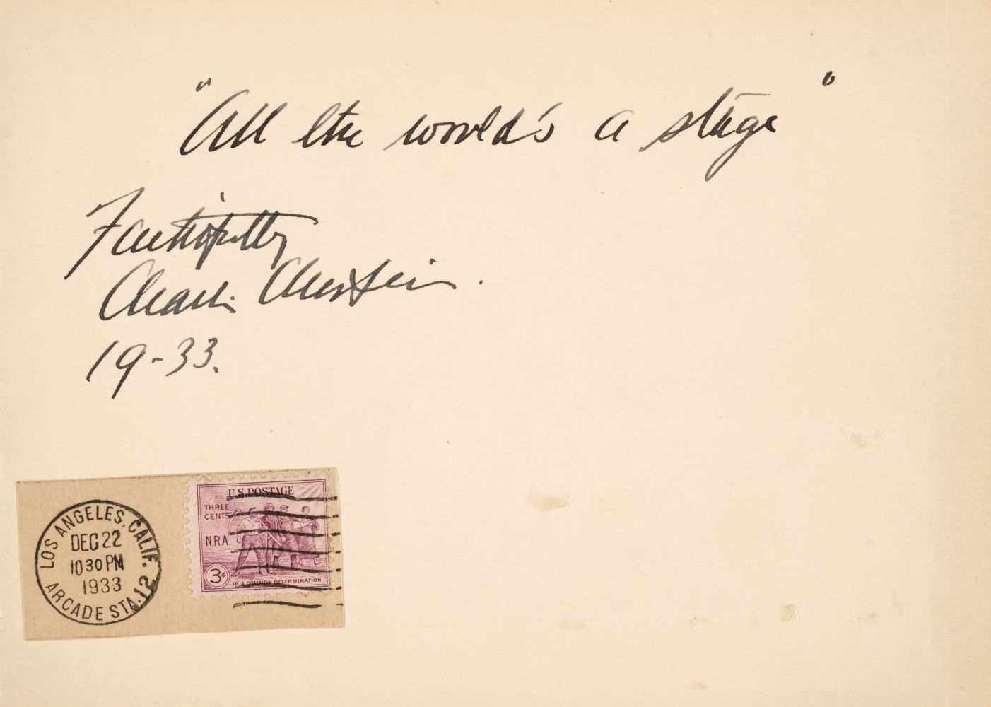 Lot 266 - Chaplin (Charles, 1889-1977). Autograph Quotation Signed, ‘Charles Chaplin’, 1933