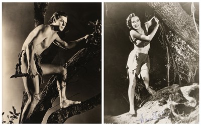 Lot 376 - Tarzan. A pair of signed photographs of Tarzan actors Johnny Weissmuller (1904-1984)