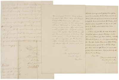 Lot 323 - Naval Papers. A group of 13 mostly Nelson-era Autograph Letters and related, 1796/1841