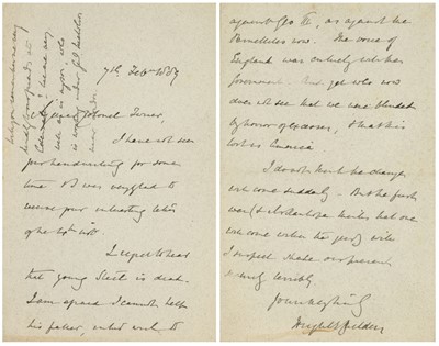 Lot 434 - Irish History. Childers (Hugh Culling Eardley, 1827-1896). Autograph letter signed ‘Hugh Childers’