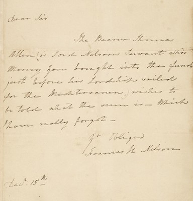 Lot 326 - Hamilton (Emma, 1765-1815). Autograph letter unsigned, no date