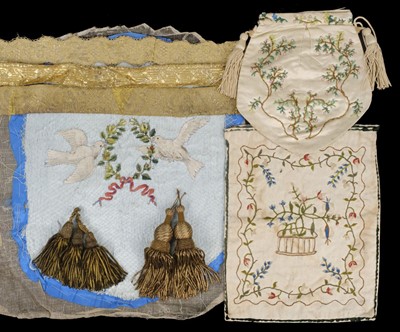 Lot 493 - Embroidered. A collection of embroidered items and passementerie, 18th & 19th century