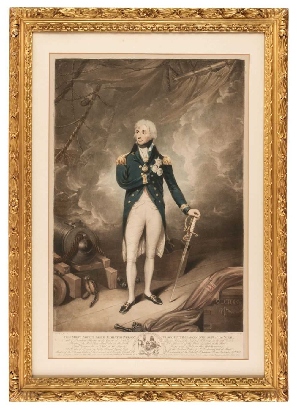 Lot 263 - Barnard (William, 1774-1849). Horatio Nelson, 26 June 1806, hand-coloured mezzotint