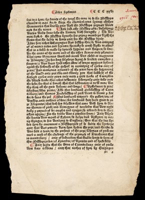 Lot 256 - Caxton (William). A single leaf from the Polycronicon of Ranulphus Higden, Westminster, 1482