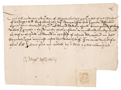 Lot 270 - Dudley (Edmund, c. 1462-1510). Document Signed by Piers Assheton, 18 December 1507