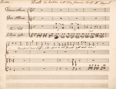 Lot 340 - Mozart (Wolfgang Amadeus). Duetto, con Recitativo nell’Don Giovanni, c. 1790