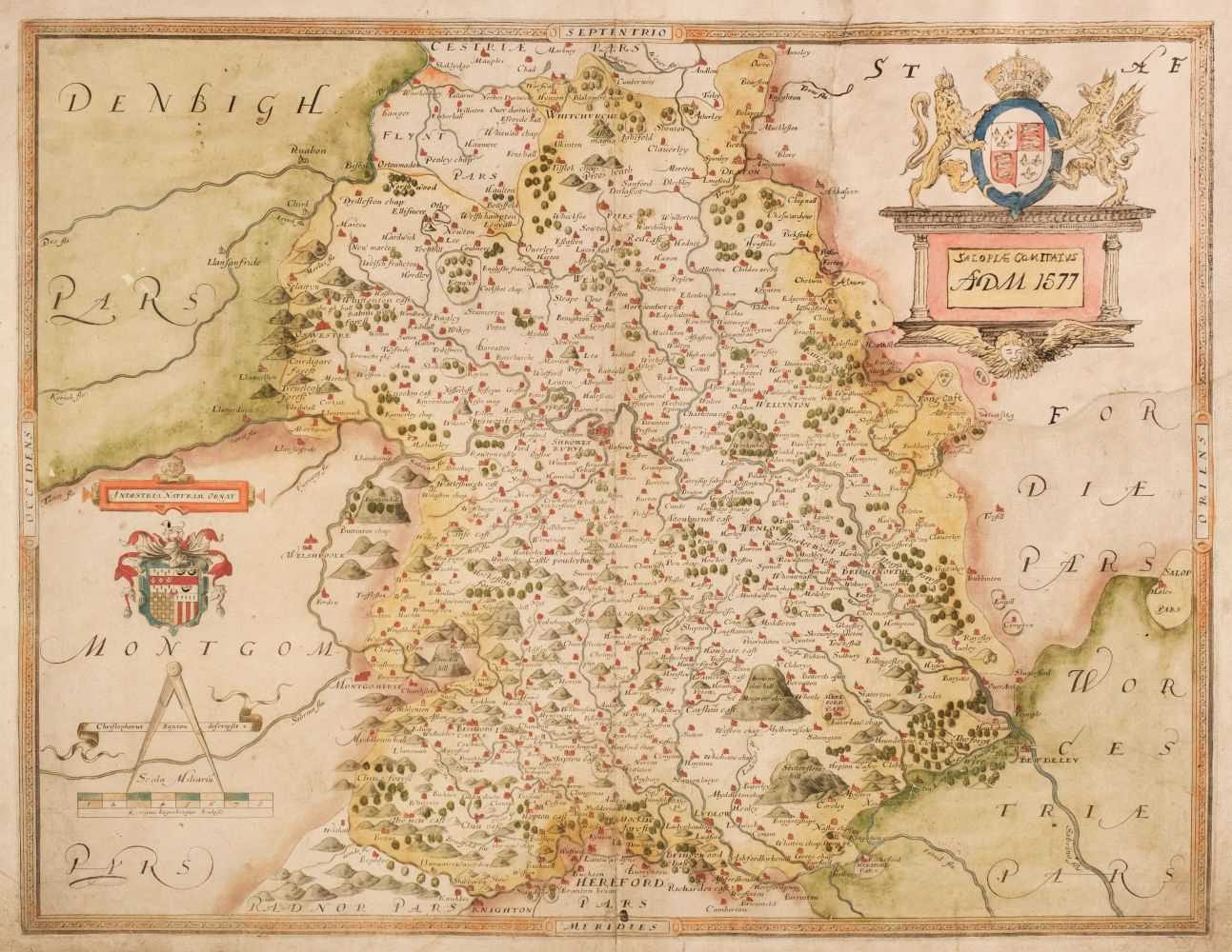 Lot 143 - Shropshire. Saxton (Christopher),  [Salopiae Comitatus, Summa cum Fide...,] circa 1579