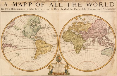 Lot 156 - World. Berry (William), A Mapp of all the World in two Hemispheres..., 1680