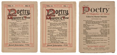 Lot 813 - Eliot (T. S.) Poetry. A Magazine of Verse, 3 issues, June 1915-September 1916