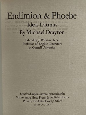 Lot 702 - Drayton (Michael). Endimion & Phoebe, Ideas Latmus, Shakespeare Head Press, 1925