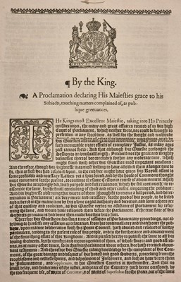 Lot 232 - James I. By the King. A Proclamation declaring His Maiesties grace ... , 1621