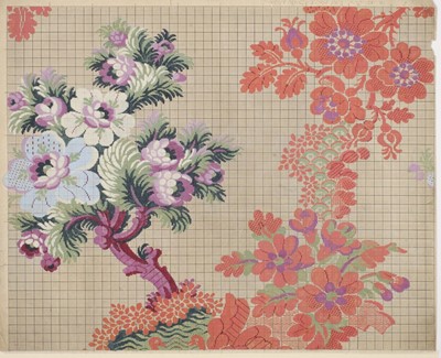 Lot 543 - Textile Designs. Five large designs for silk fabric, France: Lyon, circa 1760s/70s