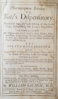 Lot 85 - Salmon (William). Pharmacopoeia Bateana: or, Bate's Dispensatory, 3rd ed., 1706