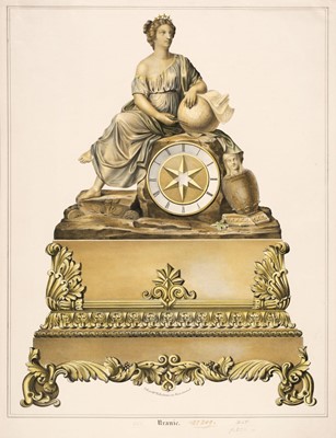 Lot 182 - Clock Designs. Four designs for Mantel Clocks, Paris, circa 1860