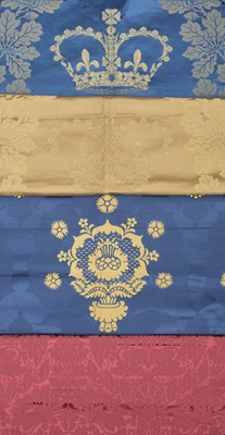 Lot 528 - Royalty. Four samples of fabric used at the coronation of Queen Elizabeth II, 1953