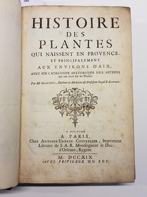 Lot 58 - Garidel (Pierre Joseph). Histoire des Plantes qui naissent en Provence..., 1719