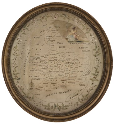 Lot 485 - Embroidered Map. England & Wales, circa 1800