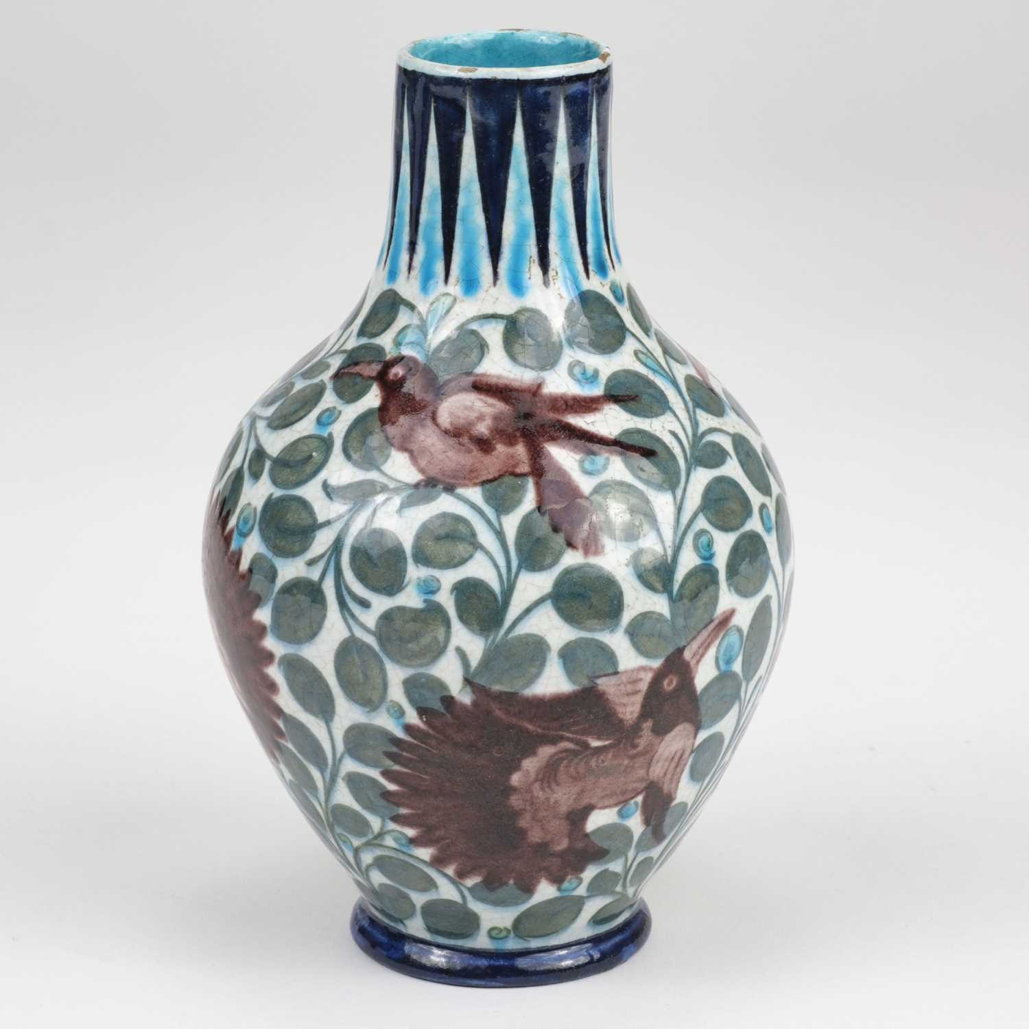 Lot 444 - De Morgan (William, 1839-1917). An early Fulham period Persian ovoid pottery vase