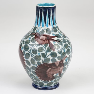 Lot 444 - De Morgan (William, 1839-1917). An early Fulham period Persian ovoid pottery vase